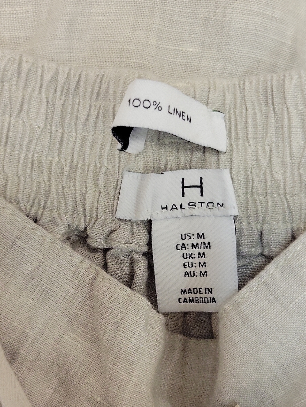 Halston Heritage Light Beige Wide-Leg Drawstring Linen Pants New Summer - Picture 3 of 6